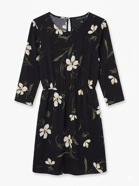 Dynamite Black Floral Long Sleeve Dress | Size XS